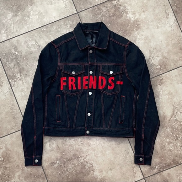 Vlone Denim Jacket Black/Red Size Small - Picture 1 of 8
